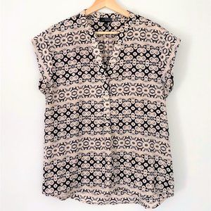 Limited Black Tribal Print V-Neck Top